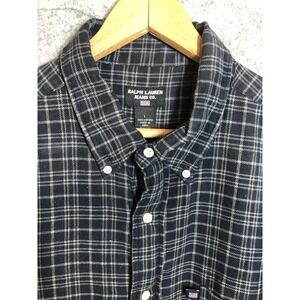 Luciano Barbera Shirt Men Large Black  Plaid Button Down Career Casual Classic